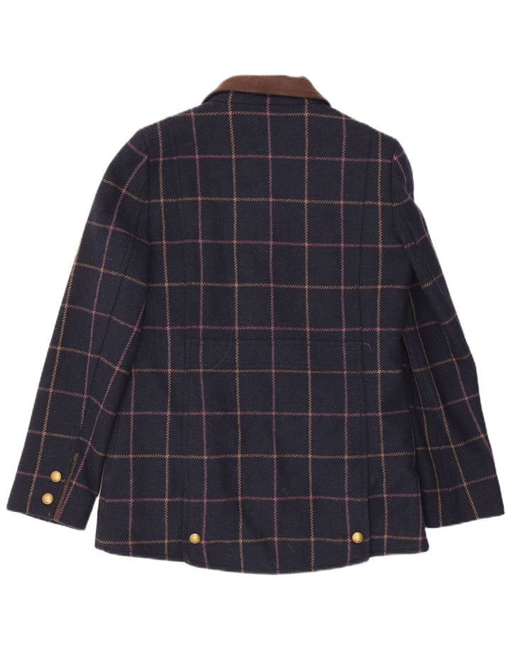 Joules Womens Bomber Jacket UK 12 Medium Navy Blue Check Laine