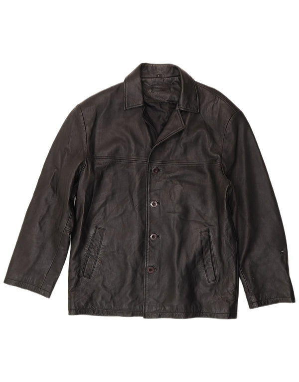 veste en cuir homme vintage UK 40 Grand cuir noir