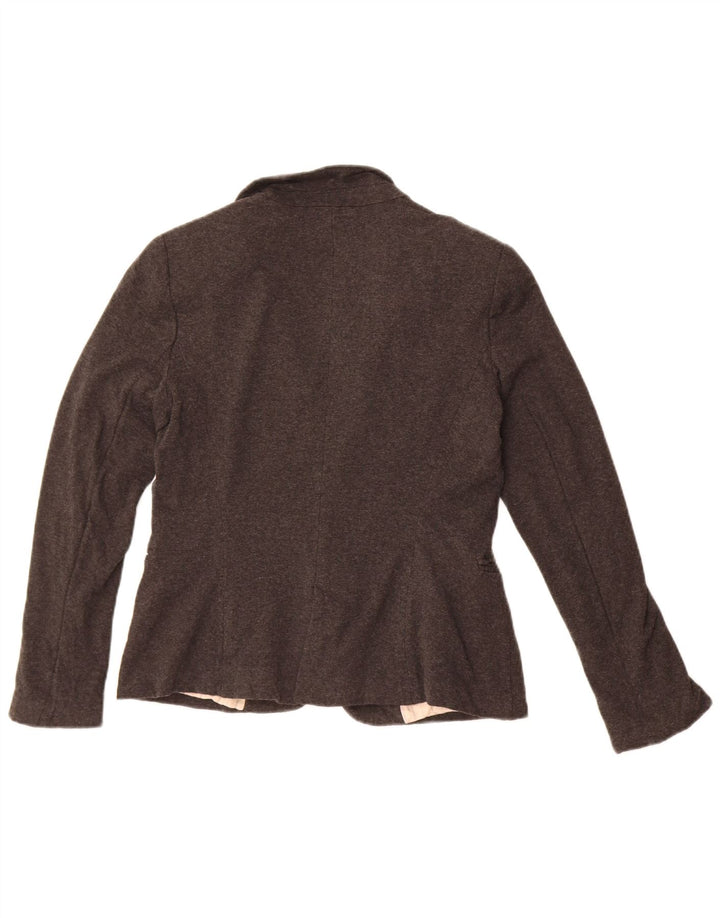 Zara Womens 1 Button Blazer Jacket UK 14 Large Gris Acétate