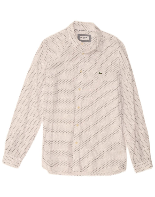 Lacoste Chemise slim fit homme taille 39 coton tacheté blanc moyen