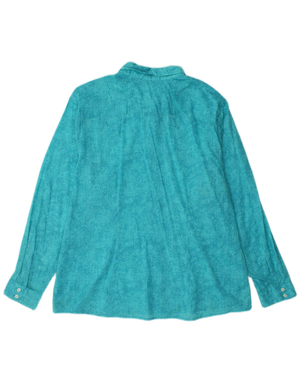 Eddie Bauer Chemise à motif abstrait pour femme UK 20 2XL Bleu Coton