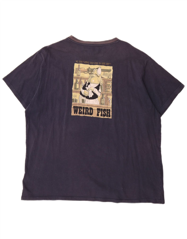 WEIRD FISH T-Shirt graphique homme haut 3XL bleu marine coton