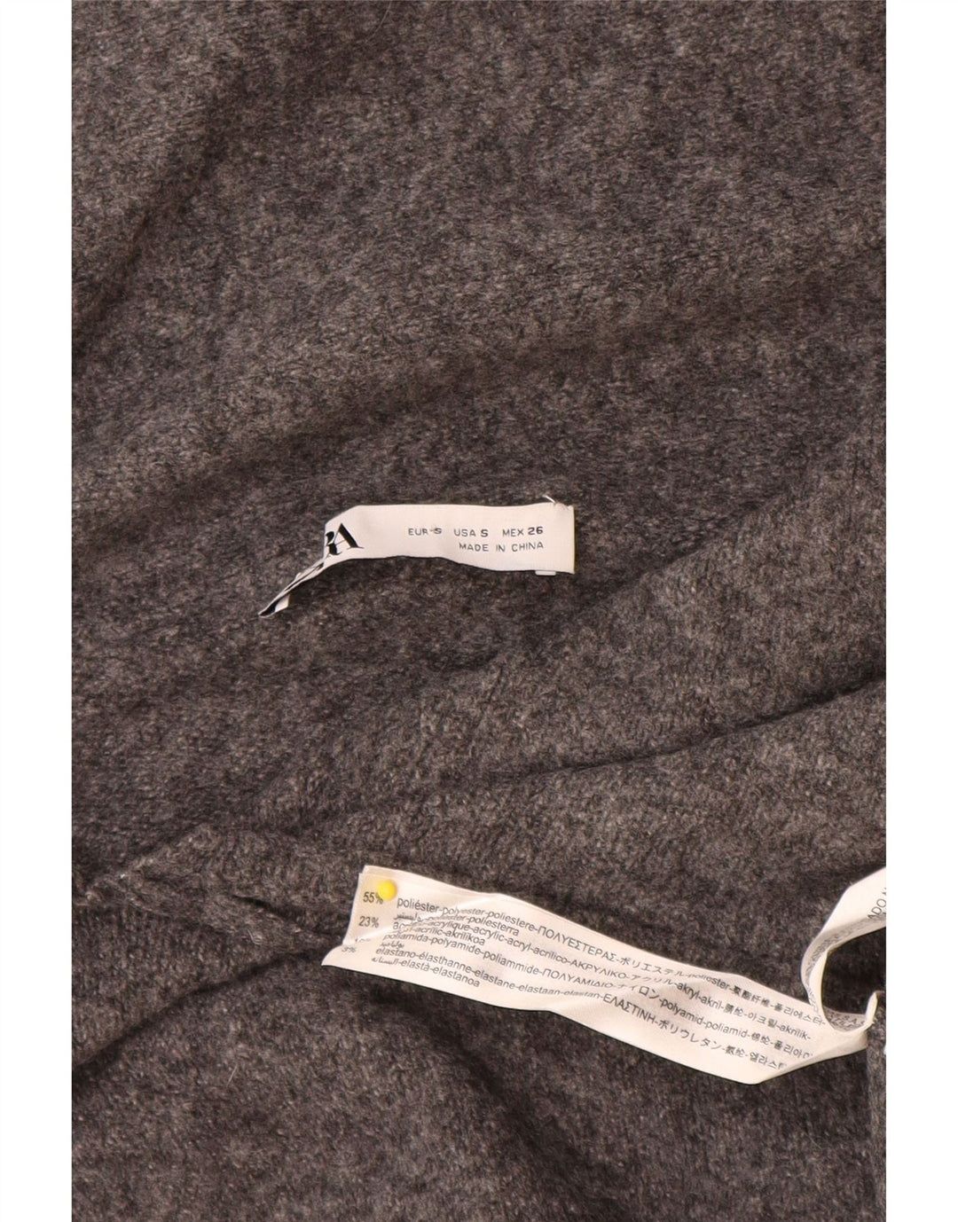 Zara Pull surdimensionné à col châle pour femme UK 10 Petit Gris Polyester