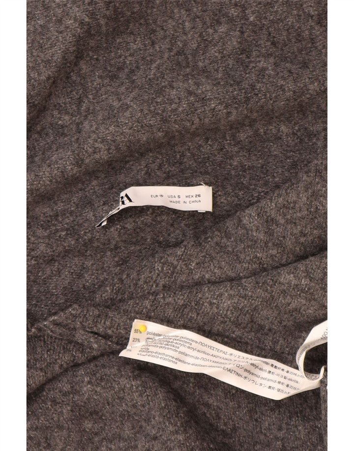 Zara Pull surdimensionné à col châle pour femme UK 10 Petit Gris Polyester