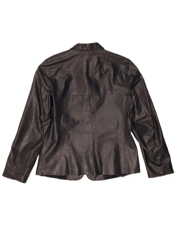 BANANA REPUBLIC Veste blazer à 2 boutons pour femme US 6 en cuir noir moyen