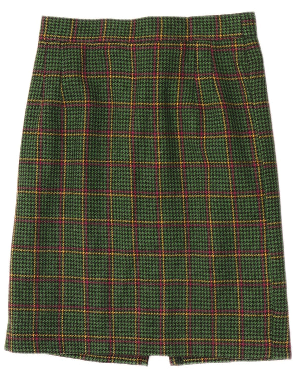 jupe droite vintage femme W28 pied-de-poule vert moyen
