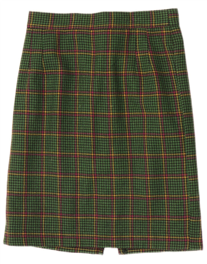 jupe droite vintage femme W28 pied-de-poule vert moyen