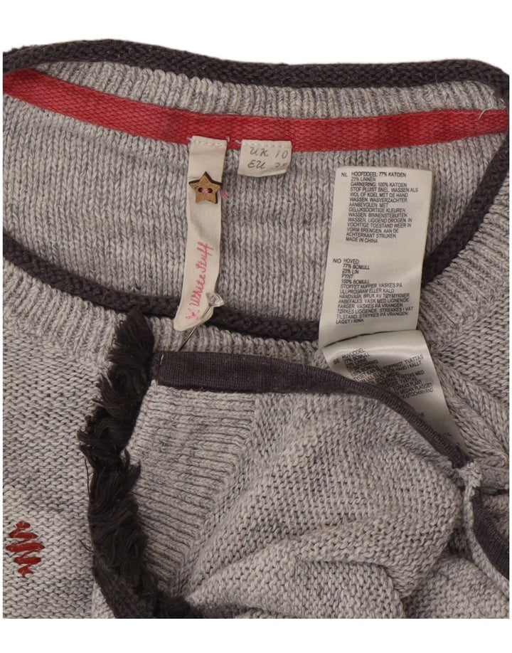 White Stuff Pull long à col bateau pour femme UK 10 Petit Gris
