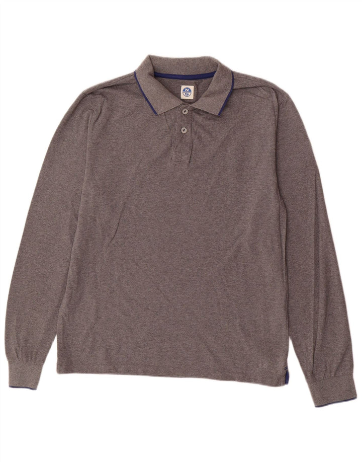 North Sails Polo à manches longues pour hommes, grand coton gris