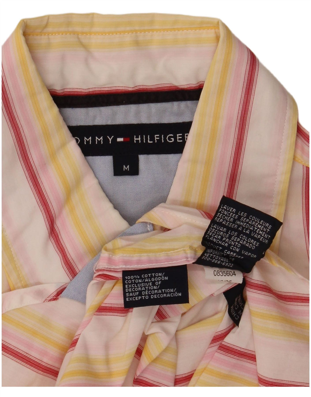 Tommy Hilfiger Chemise à manches courtes homme en coton rayé jaune moyen