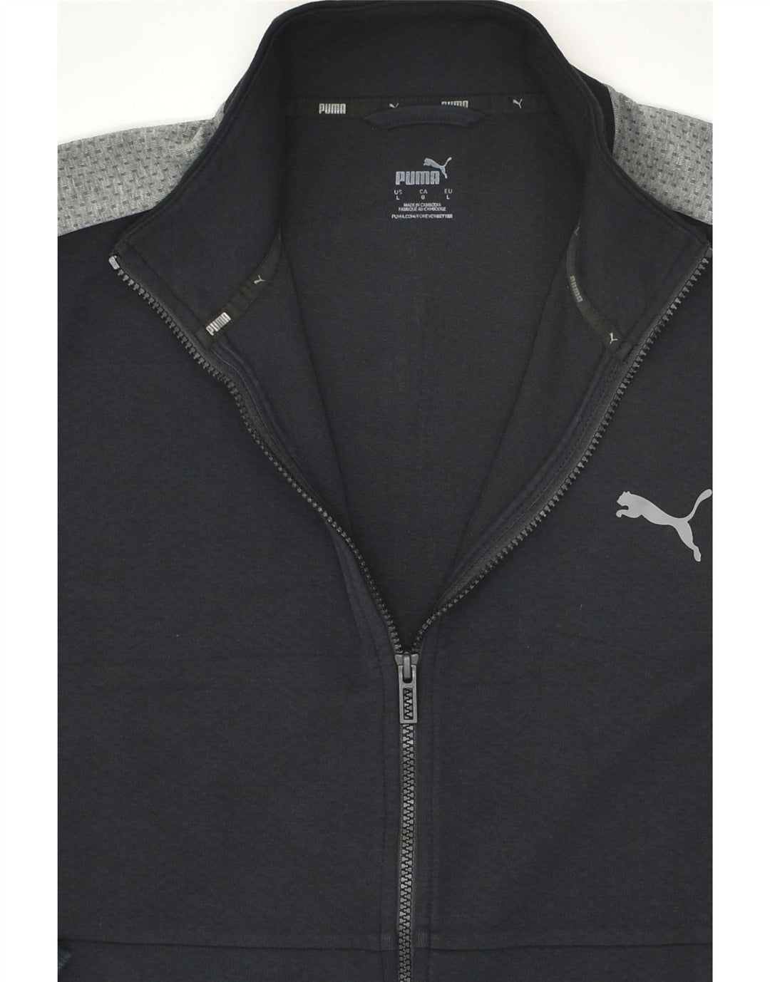 PUMA Veste de survêtement graphique pour hommes, grande taille, en coton color block noir