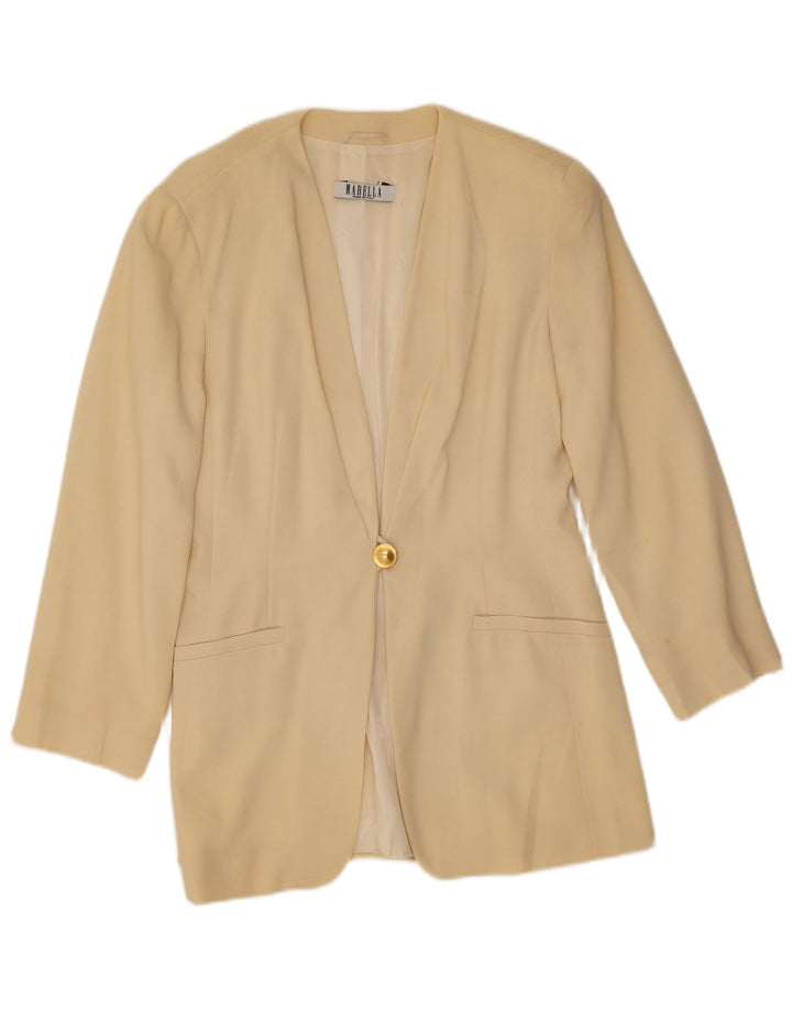 Marella Veste blazer à 1 bouton pour femme UK 12 Jaune moyen Laine vierge