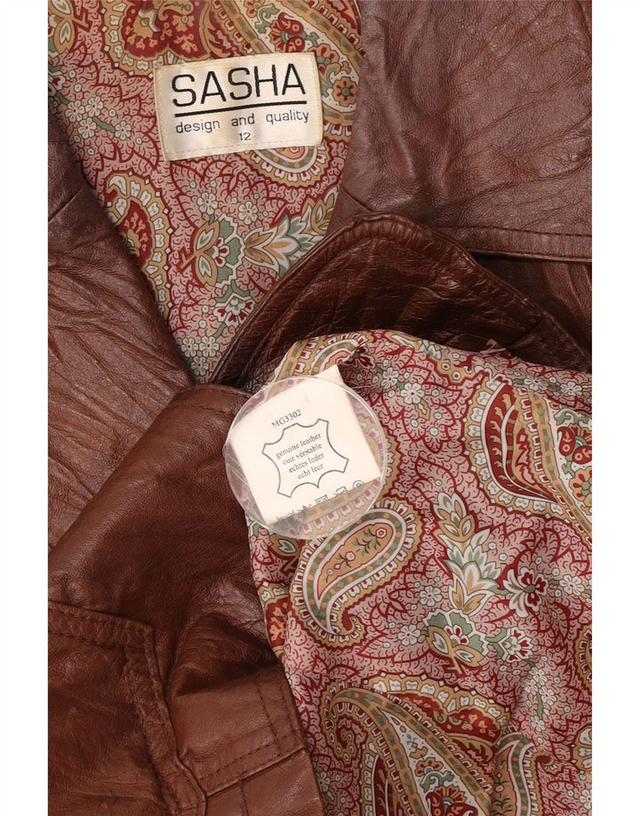Sasha Veste blazer en cuir à 3 boutons pour femme UK 12 Marron moyen