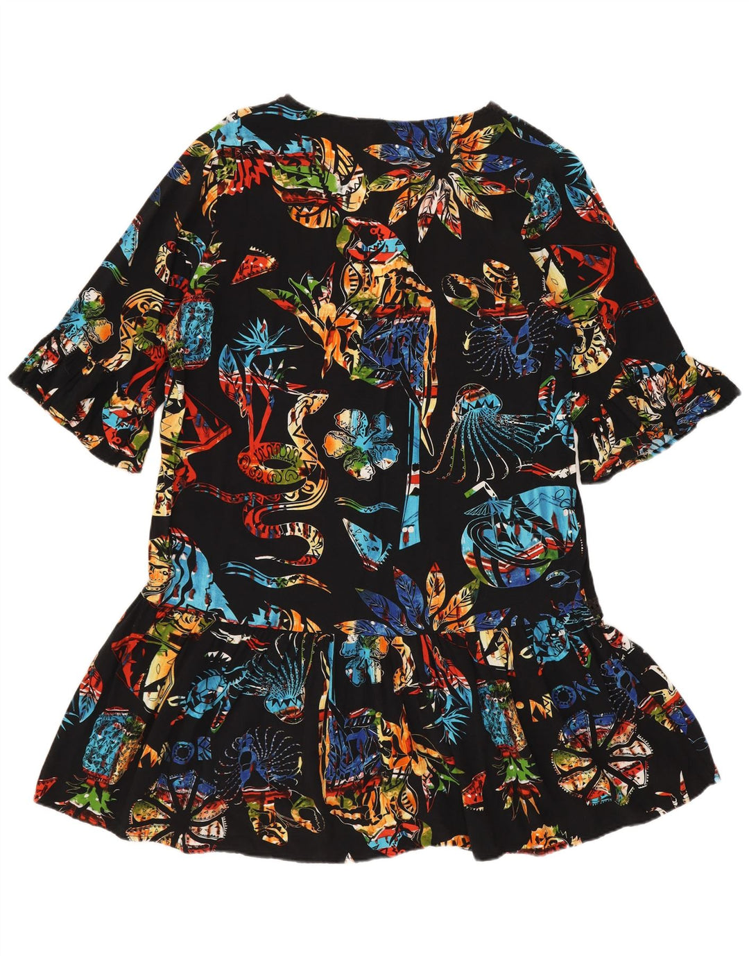 Desigual Robe tunique pour femme UK 44 Medium Noir Floral