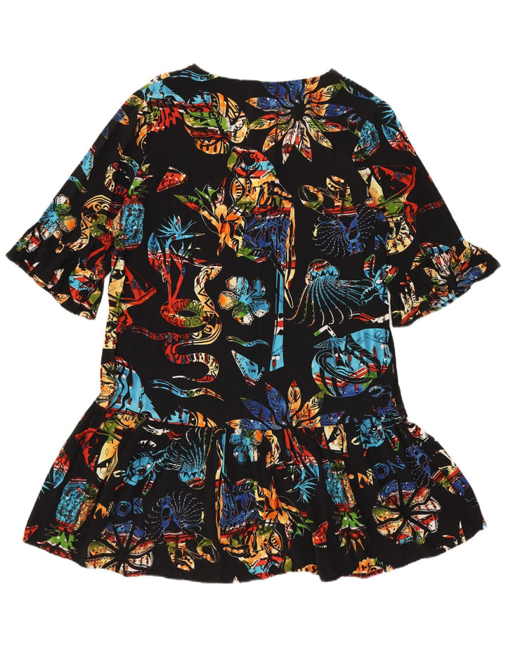 Desigual Robe tunique pour femme UK 44 Medium Noir Floral