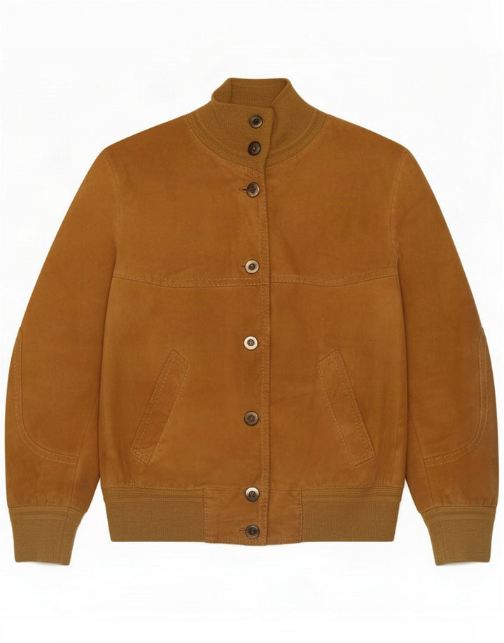 Vintage Womens Suede Bomber Jacket IT 46 Large Brown