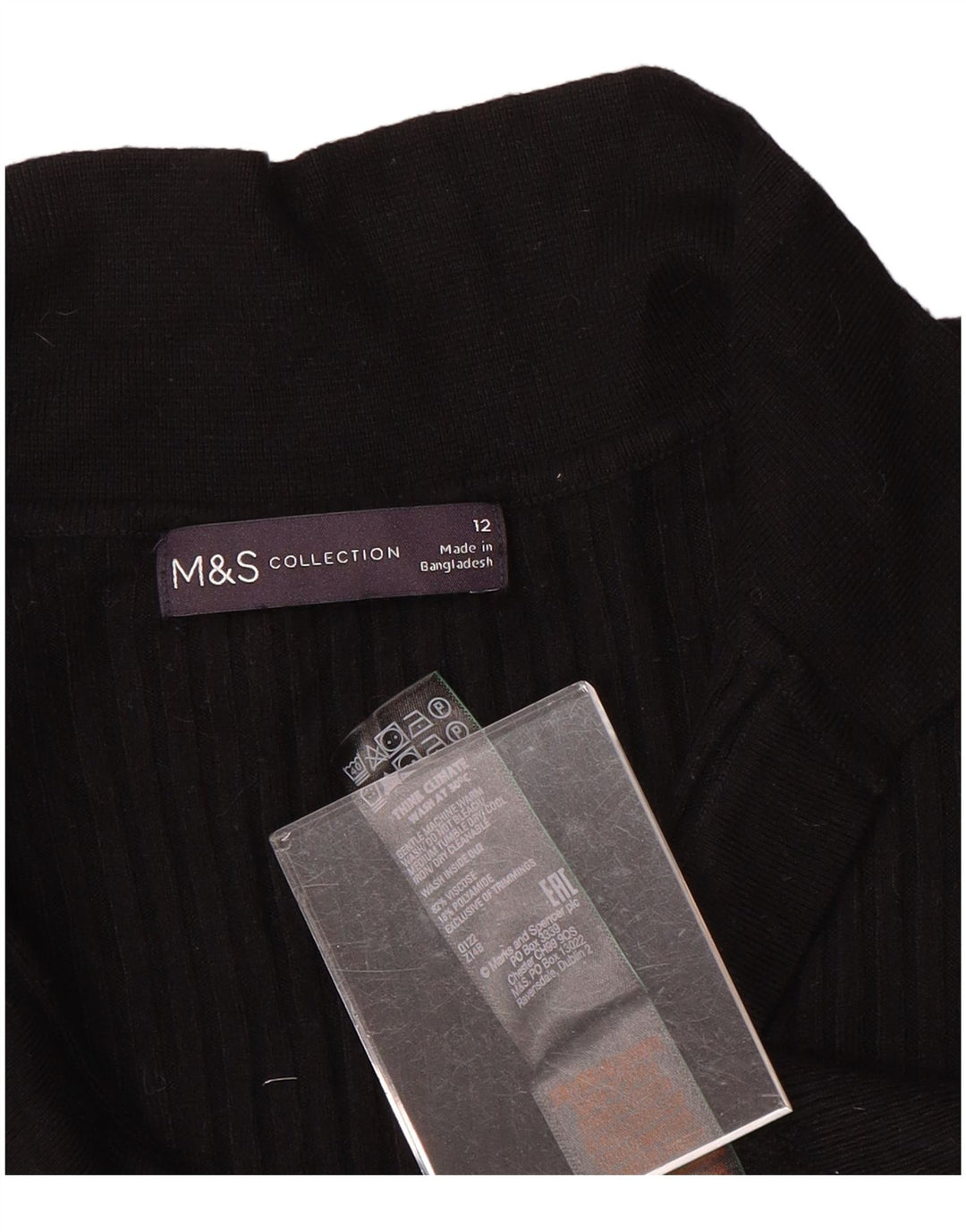 Marks & Spencer Pull col polo pour femme UK 12 Viscose noir moyen