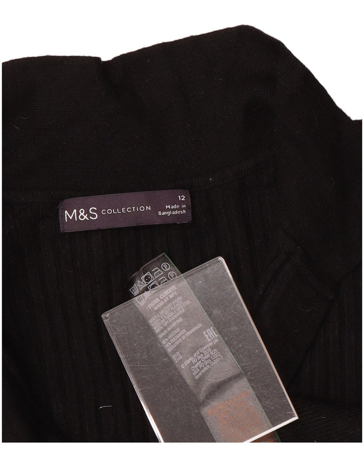Marks & Spencer Pull col polo pour femme UK 12 Viscose noir moyen