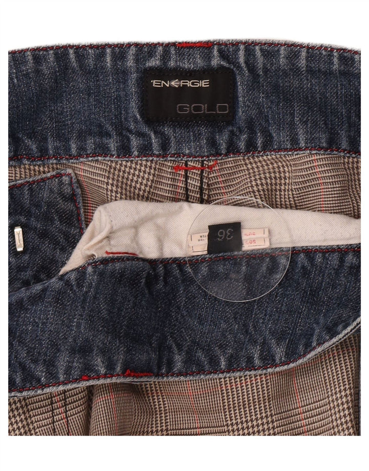 Energie Short décontracté pour homme W36 en coton pied-de-poule marron