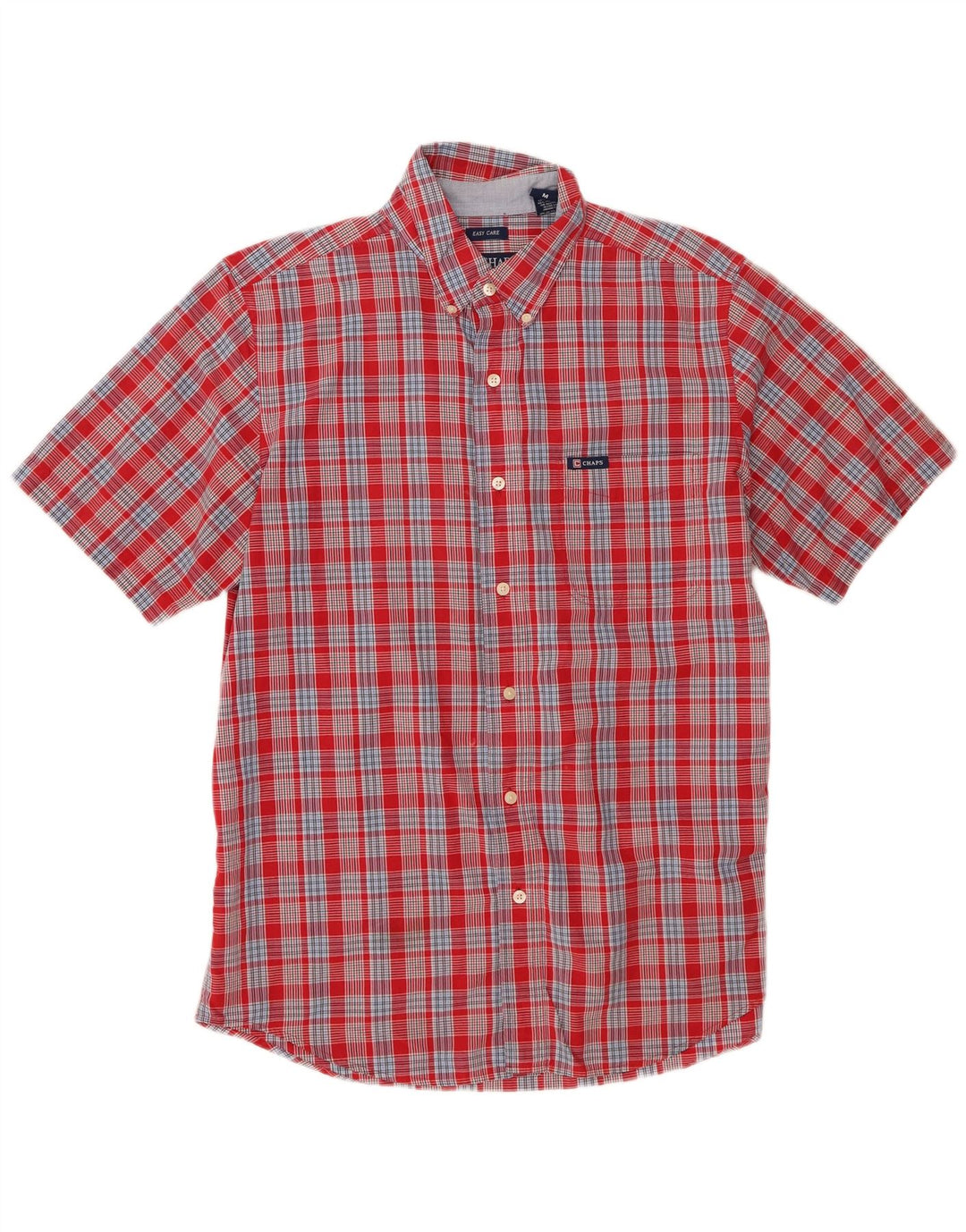 Chaps Chemise à Manches Courtes Homme en Coton à Carreaux Rouge Moyen