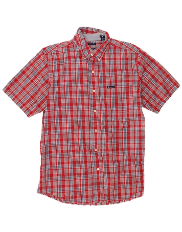 Chaps Chemise à Manches Courtes Homme en Coton à Carreaux Rouge Moyen