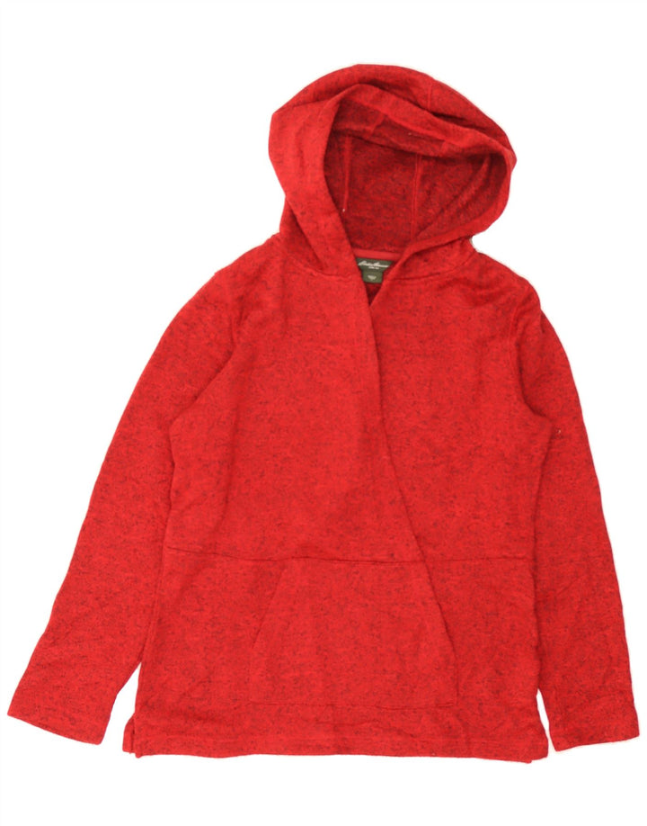 EDDIE BAUER Womens Hoodie Jumper UK 16 Large Red Flecked Polyester Vintage Eddie Bauer and Second-Hand Eddie Bauer from Messina Hembry 
