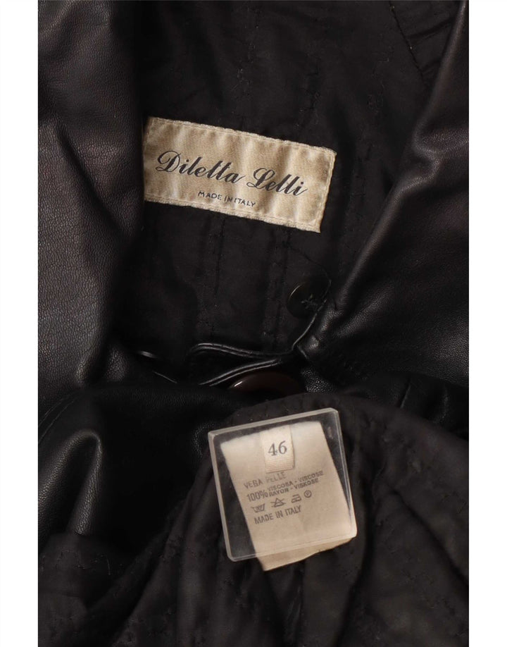 Diletta Lelli Manteau en cuir pour femme IT 46 Large Noir