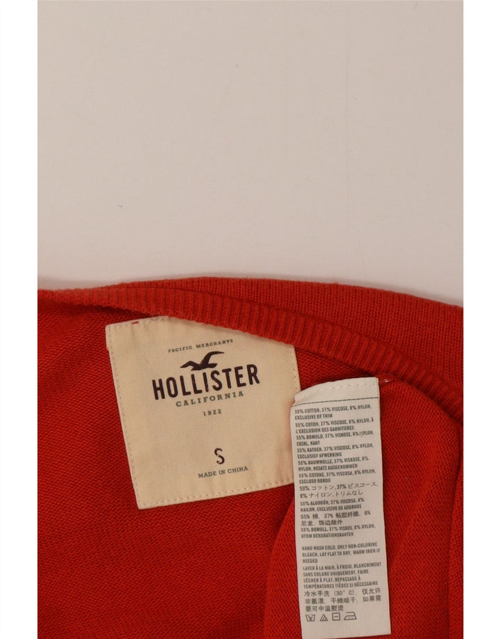 Hollister Pull cardigan ouvert à volants sur le devant pour femme UK 10 Petit coton rouge