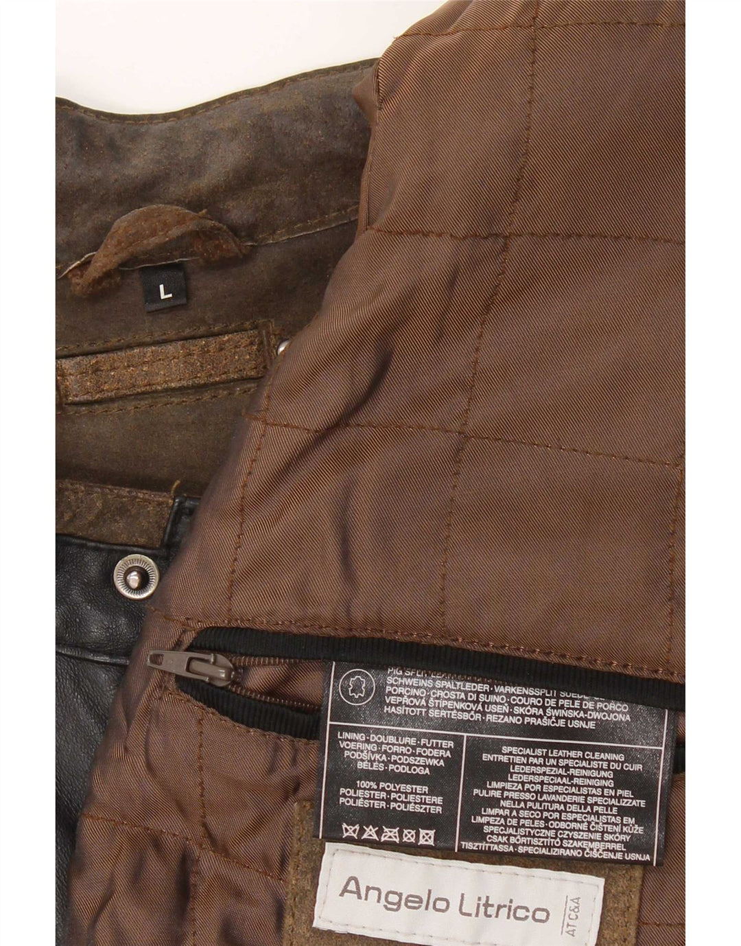 Angelo Litrico Veste de motard pour homme UK 40 Large Marron Colourblock