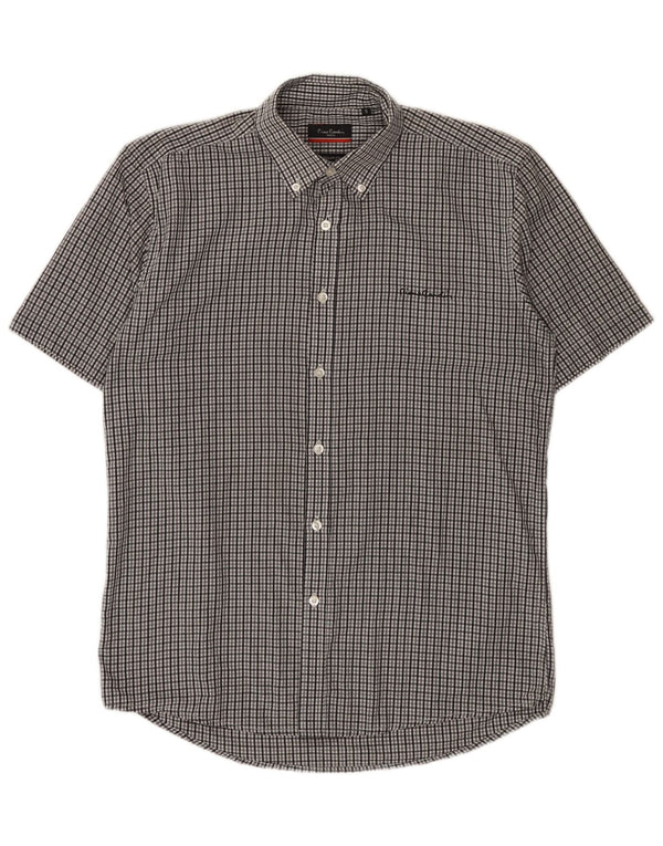 Pierre Cardin Chemise à manches courtes pour homme Coupe régulière Petit vichy gris