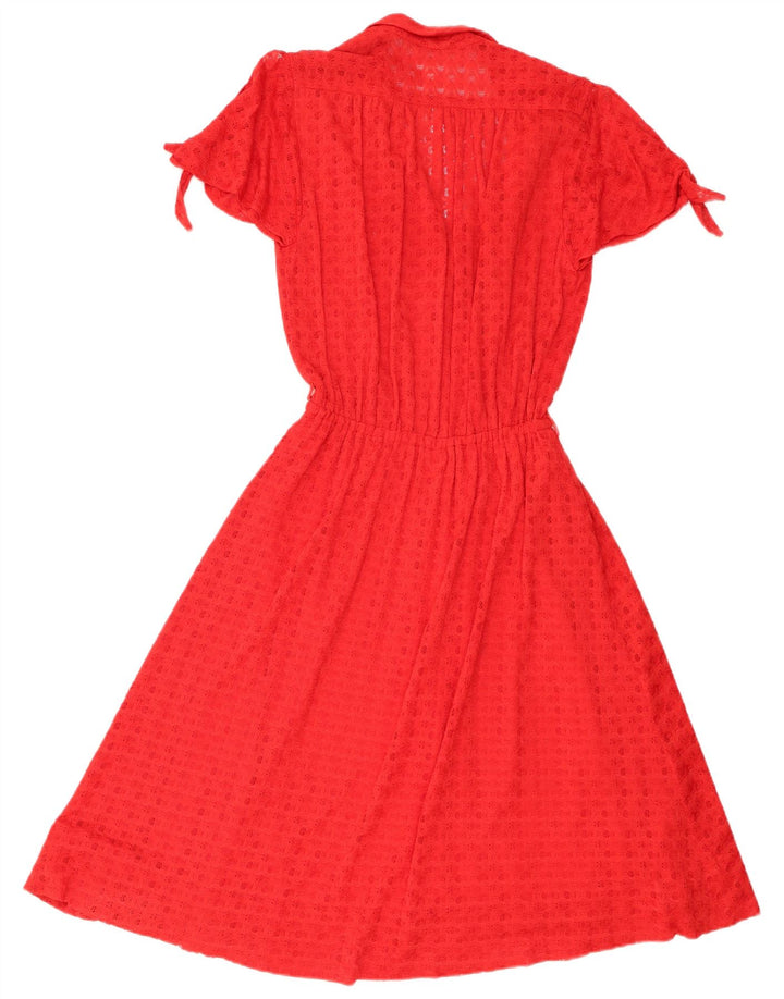 vintage Femme Robe A-Line UK 8 Petit Rouge