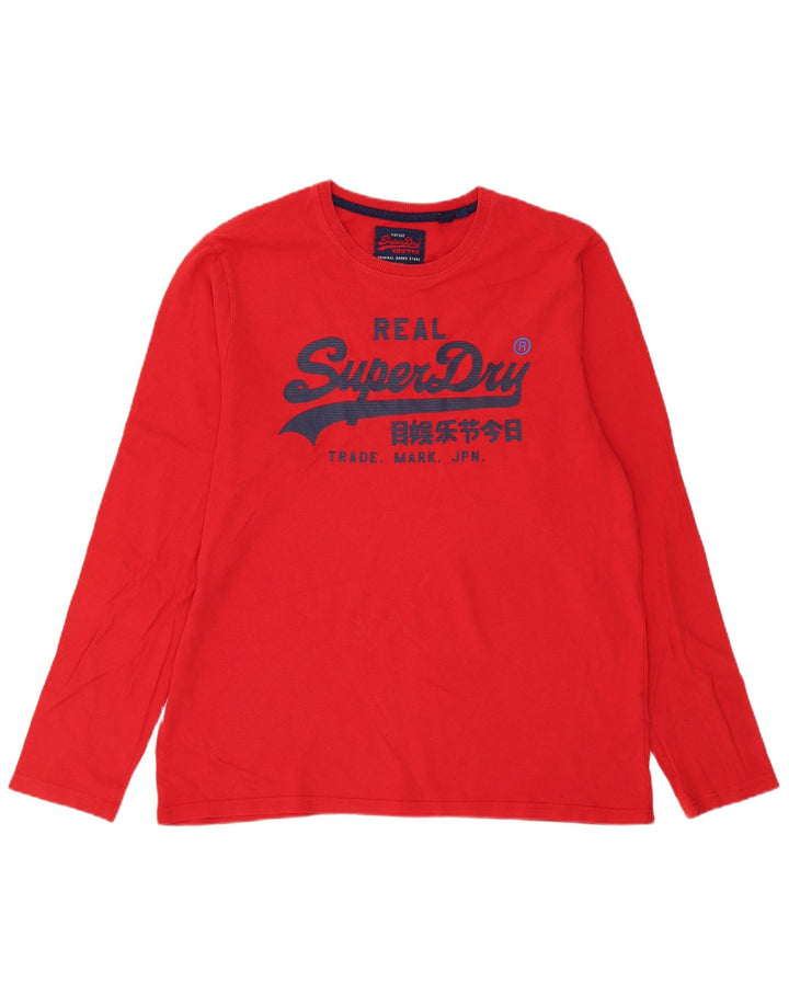 Superdry Homme Graphique Top Manches Longues 3XL Rouge Coton Moderne