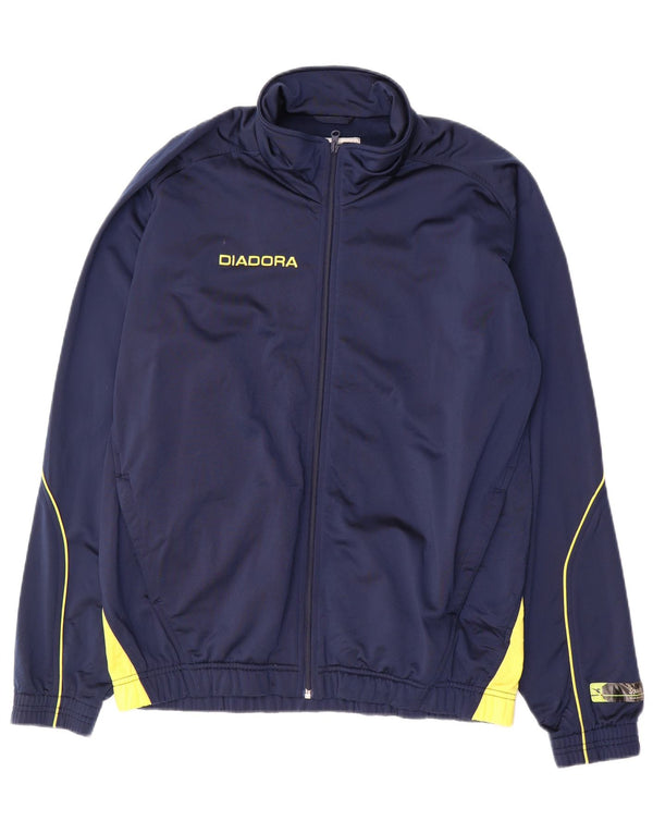 Diadora Veste de survêtement graphique pour hommes, grand, bleu marine, colour block