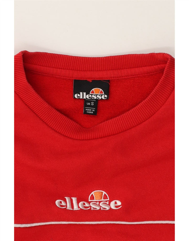 ELLESSE Womens Oversized Sweatshirt Jumper UK 10 Small Red Cotton Vintage Ellesse and Second-Hand Ellesse from Messina Hembry 