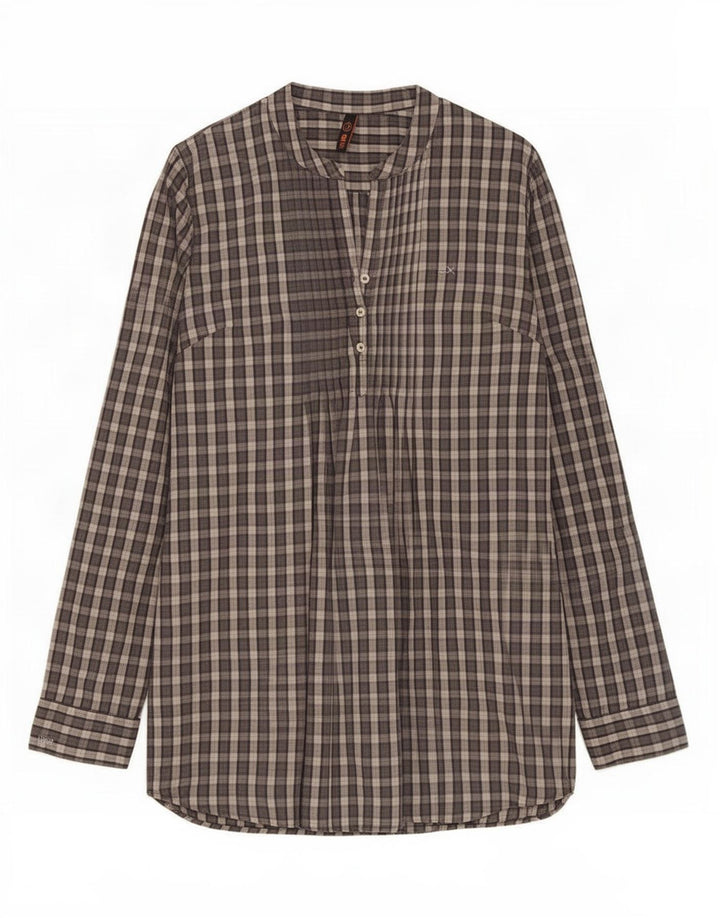 Sun68 Chemise pull pour femme UK 10 Petit gris à carreaux en coton