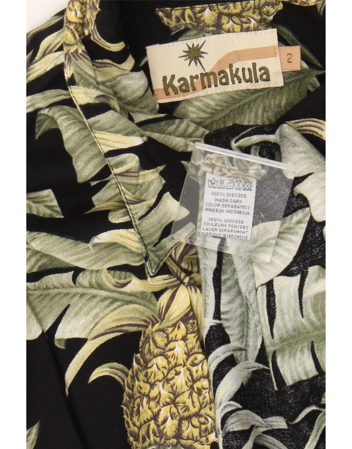 Karmakula Chemise à Manches Courtes Homme Motif Abstrait Viscose Noir Moyen