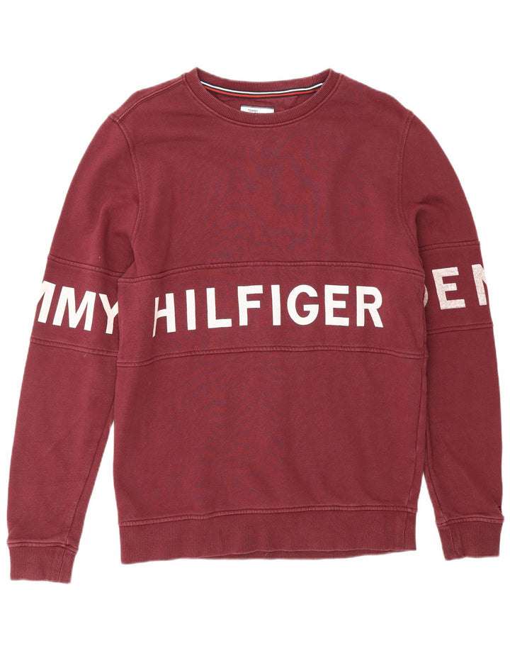 TOMMY HILFIGER Sweat-Shirt Graphique Homme Coton Bordeaux Moyen
