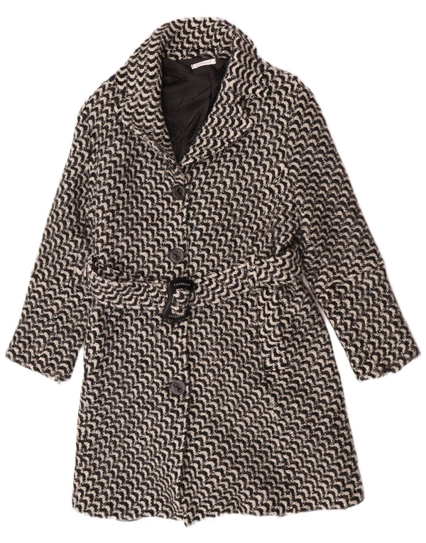 vintage Femme Pardessus IT 50 XL Noir Géométrique Acétate