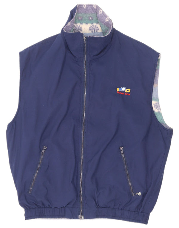 vintage Mens Réversible Fleece Gilet UK 42 XL Bleu