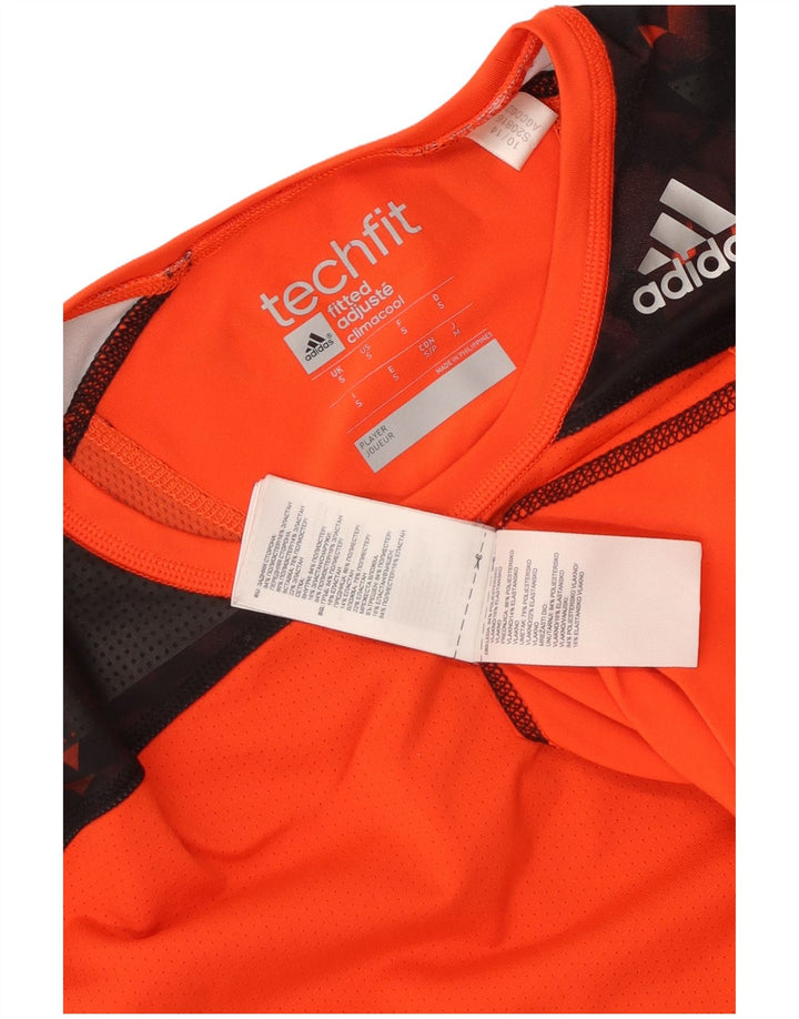 Adidas Hommes Tech Fit T-Shirt Haut Petit Orange Colorblock Polyester