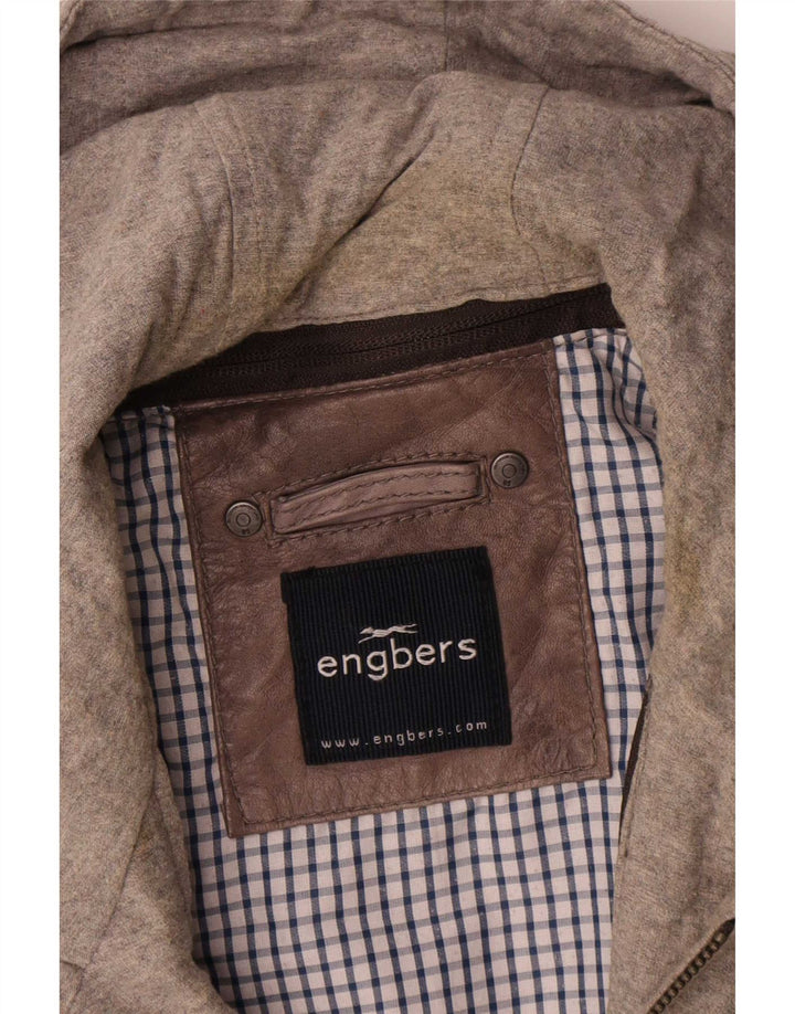 Engbers Veste en cuir à capuche pour homme UK 40 Large Marron
