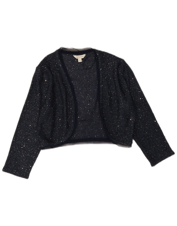 Monsoon Pull boléro à manches 3/4 pour femme UK 12 Bleu marine moyen Polyester