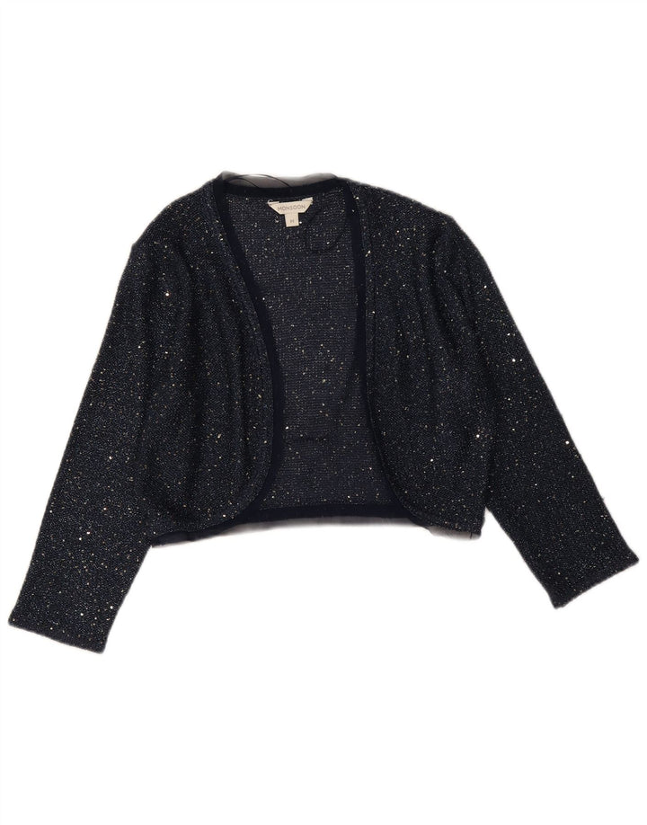 Monsoon Pull boléro à manches 3/4 pour femme UK 12 Bleu marine moyen Polyester