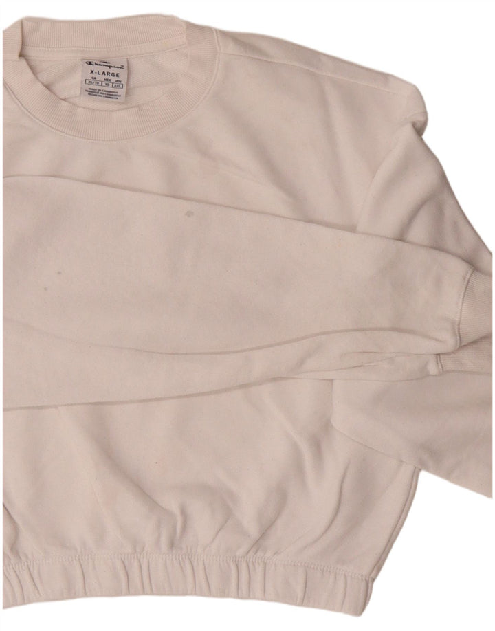CHAMPION Sweat-shirt court pour femme UK 18 XL Coton blanc