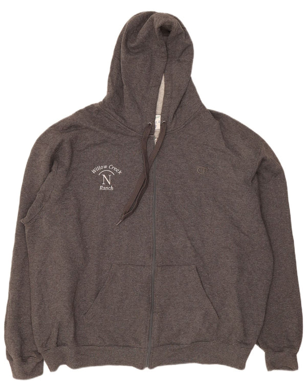 Champion Pull à capuche zippé pour homme 2XL Gris Coton