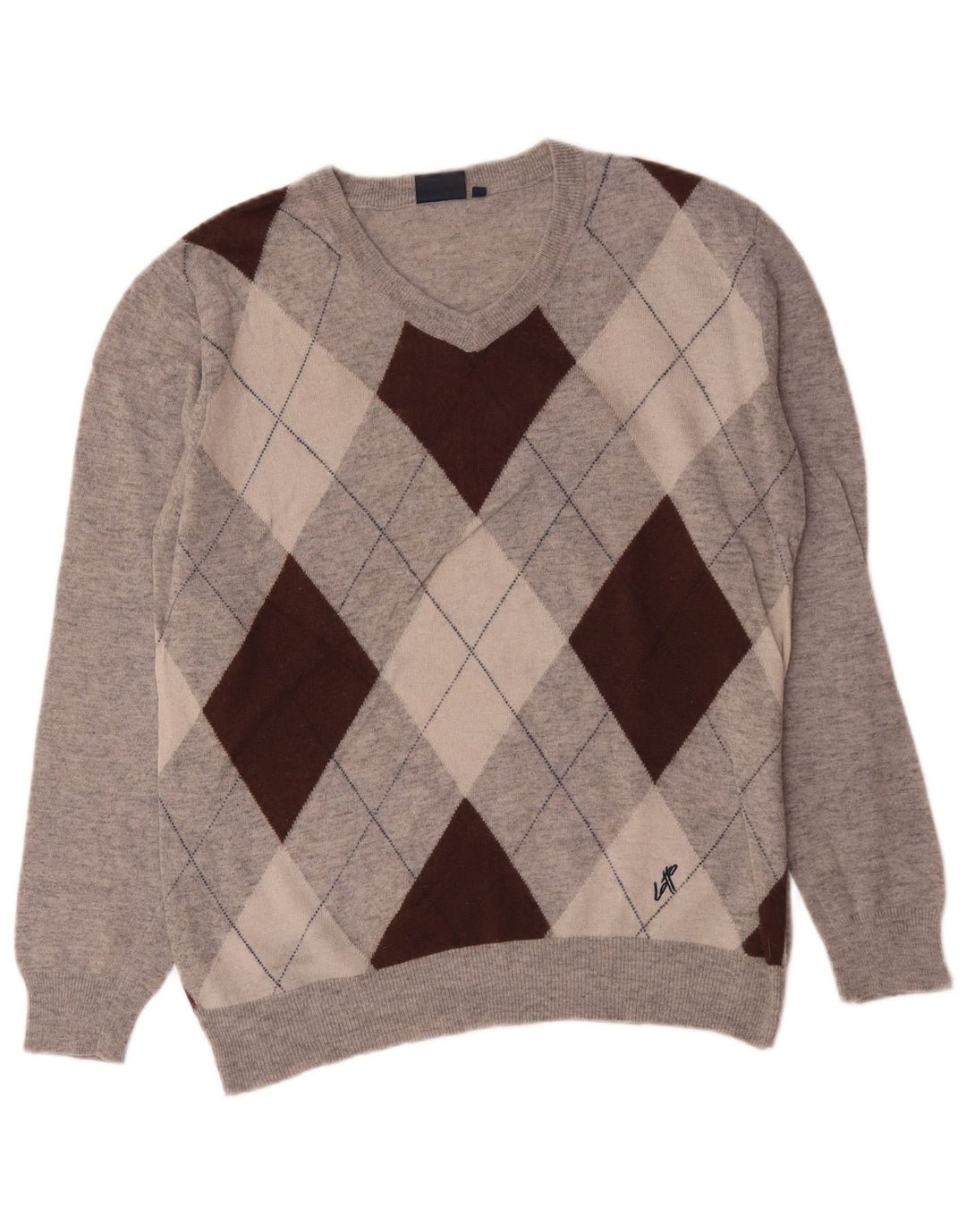 Lotto Pull Col V Homme XL Gris Argyle/Diamant Laine