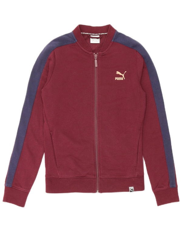 Puma Veste de survêtement pour femme UK 10 Petit Coton Colorblock Bordeaux