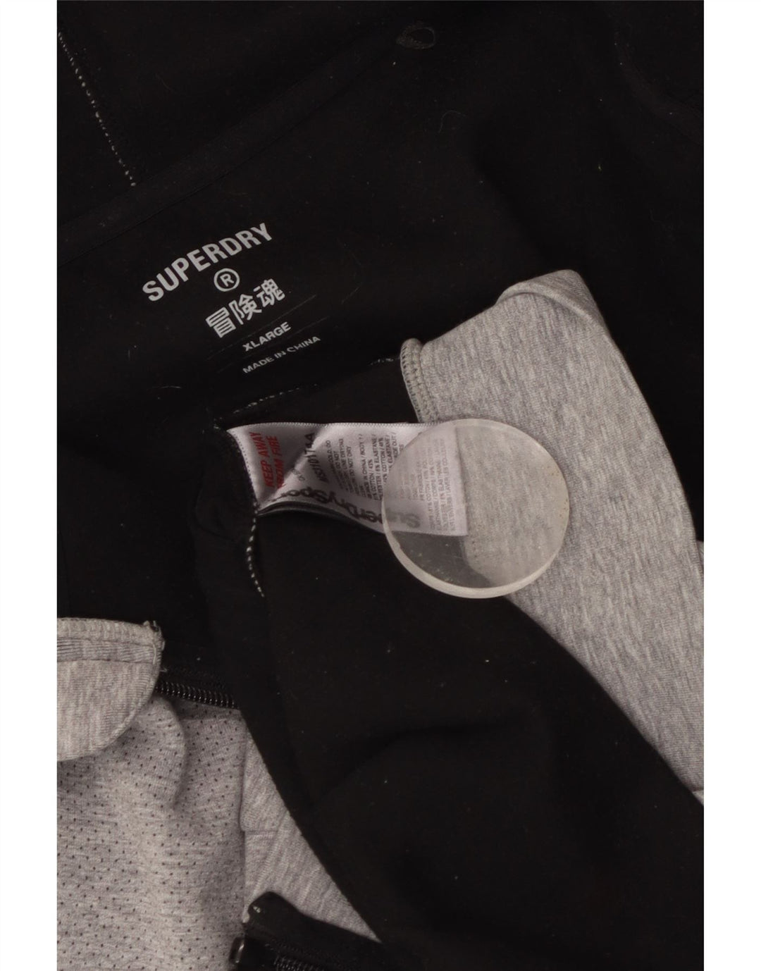 SUPERDRY Pull à capuche zippé graphique pour homme XL Gris Coton