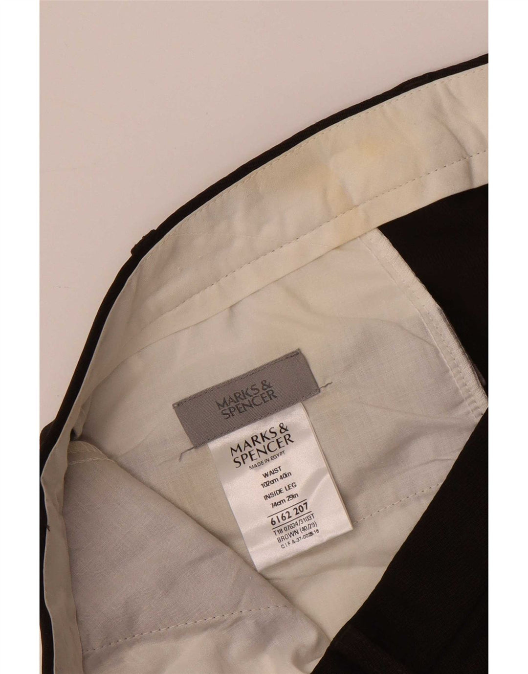 Marks & Spencer Pantalon de Costume Droit Homme W40 L29 Marron Polyester