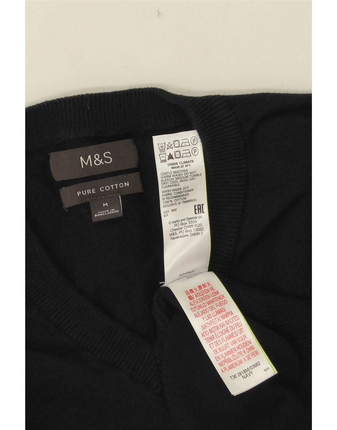 Marks & Spencer Pull col V Homme Bleu Marine Moyen Coton